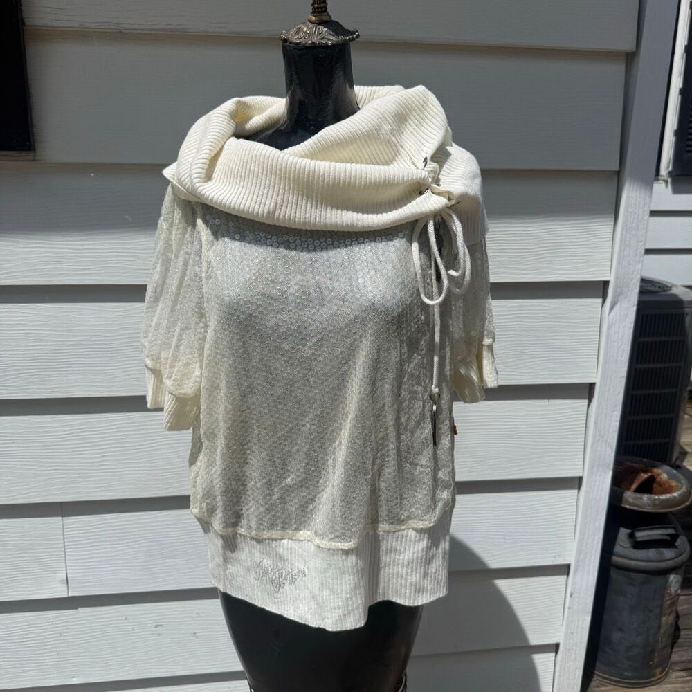 NWT Apple Bottoms Winter Glamourland Sequin Cowl Neck Sweater Top 1X